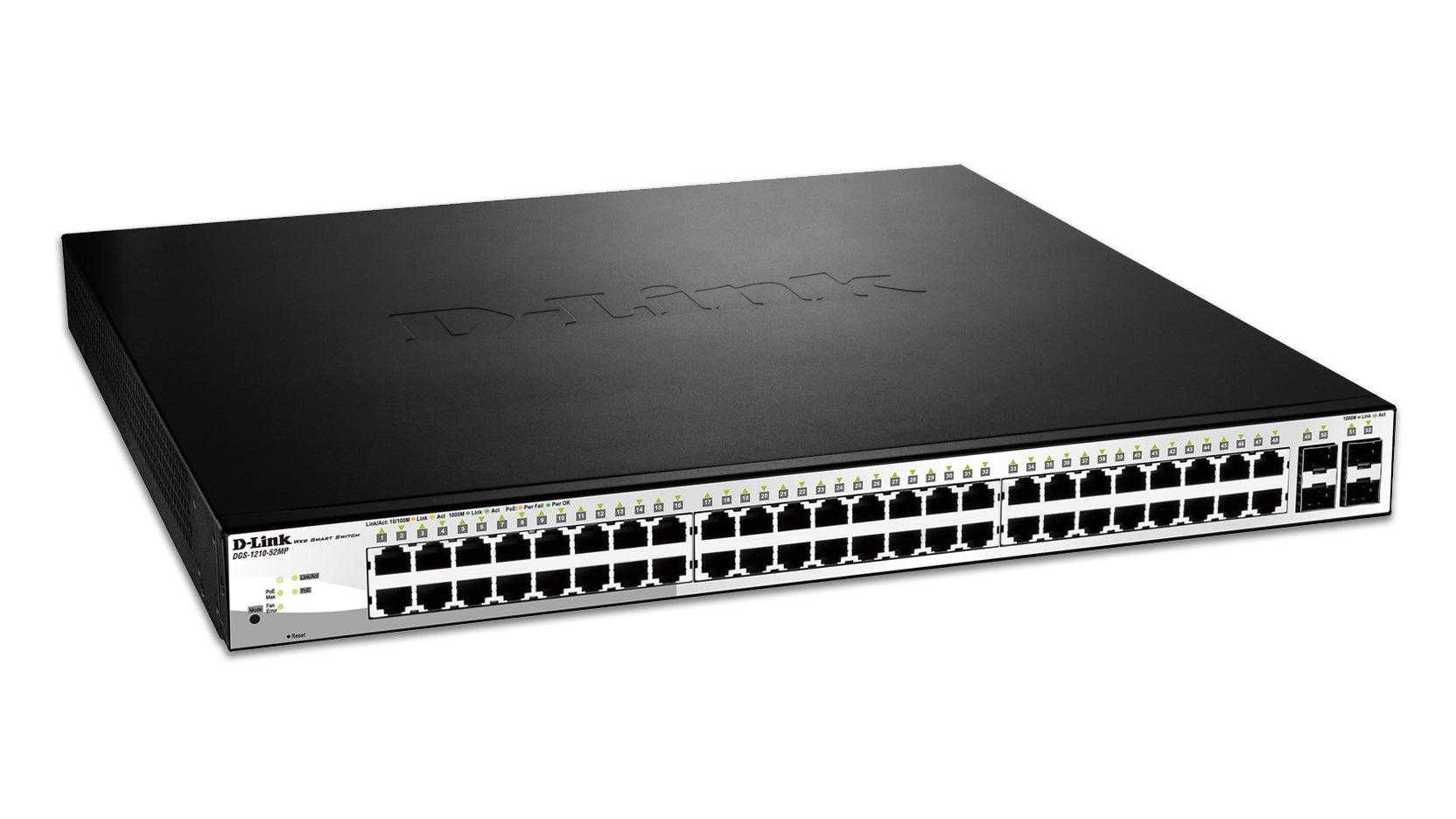 D-Link, D-Link Dgs-1210-52Mp Network Switch Managed L2 Gigabit Ethernet (10/100/1000) Power Over Ethernet (Poe) 1U Black