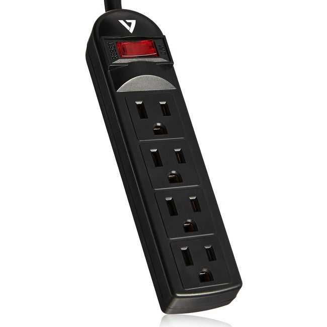 V7, V7 4-Outlet Home/Office Surge Protector, 450 Joules - Black